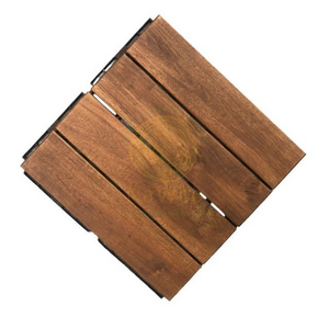 Nawoo - Acacia Solid Wood Decking Tiles 10 pieces/carton box Outdoor 4 slats Decking 19 mm thick Interlocking Decking Tiles