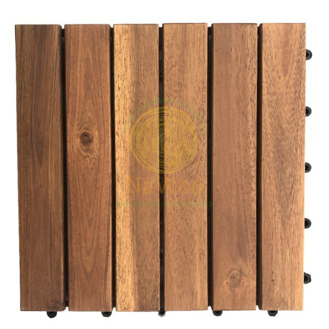 Nawoo 6-SLAT ACACIA WOODEN DECK TILE 300X300X24MM Outdoor Tiles OEM Waterproof Hot Price For Export Low MOQ Best Quality