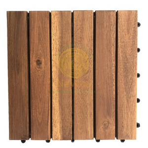 Nawoo 6-SLAT ACACIA WOODEN DECK TILE 300X300X24MM Outdoor Tiles OEM Waterproof Hot Price For Export Low MOQ Best Quality