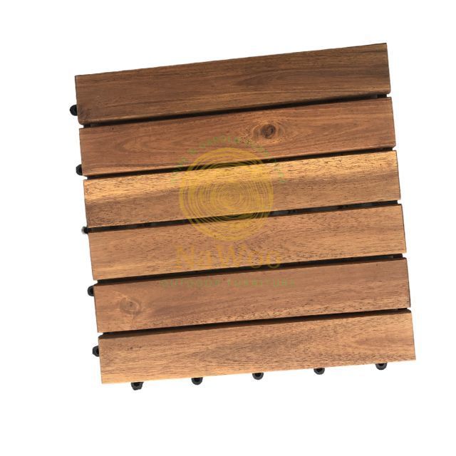 On Time Delivery Best Quality 6-Slat Acacia Solid Wooden Deck Tile 300x300mm Outdoor Tiles With Low MOQ Nawoo from Vietnam