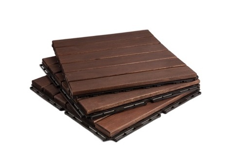 Nawoo 6-SLAT ACACIA SOLID WOODEN DECKING TILE 300X300X19MM ECO Friendly Outdoor Tiles Waterproof Low MOQ Best Quality