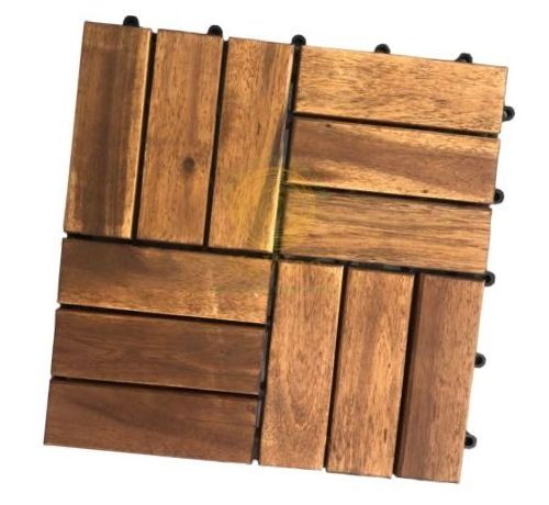 Nawoo 12-SLAT ACACIA WOODEN DECK TILE 300X300X24MM Outdoor Tiles OEM Waterproof Hot Price For Export Low MOQ Best Quality