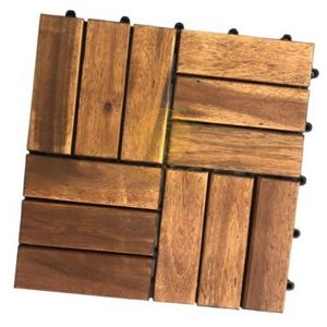 Nawoo 12-SLAT ACACIA WOODEN DECK TILE 300X300X24MM Outdoor Tiles OEM Waterproof Hot Price For Export Low MOQ Best Quality