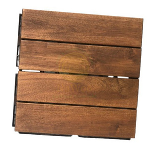 Nawoo Best Quality 4-Slat Acacia Solid Wooden Deck Tile 11.8"x11.8" Outdoor Tiles OEM With Low MOQ from Vietnam