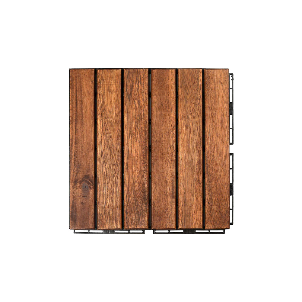 6-SLAT ACACIA WOODEN DECK TILE 300X300X19MM Cheap Price Low MOQ For Export High Quality Premium Wood Outdoor Decor