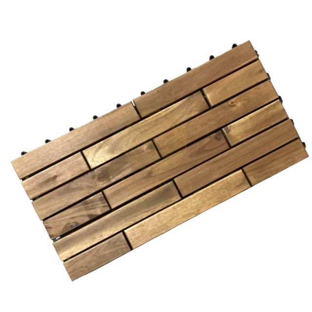 Nawoo Best Quality 15-Slat Acacia Solid Wooden Deck Tile 23.6