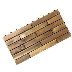 Nawoo Best Quality 15-Slat Acacia Solid Wooden Deck Tile 23.6"x11.8" Outdoor Tiles OEM With Low MOQ from Vietnam