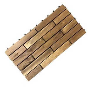 Nawoo 15-SLAT ACACIA SOLID WOODEN DECKING TILE 300X300X24MM ECO Friendly Outdoor Tiles Waterproof Low MOQ Best Quality