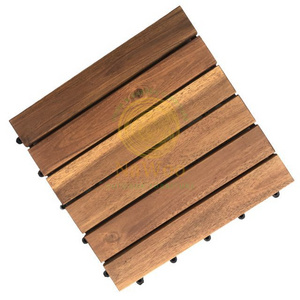 Nawoo T6A2 12*12 DIY Wooden Interlocking deck tiles Acacia decking click flooring for terrace courtyard