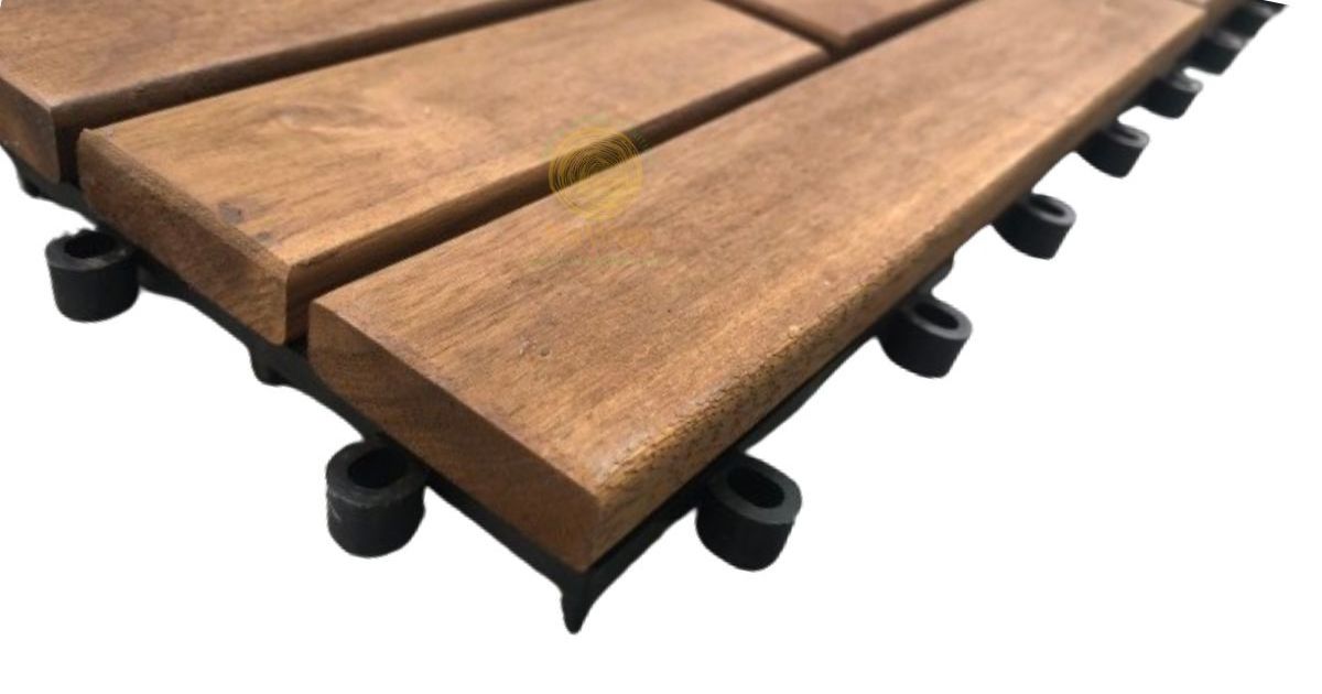 Nawoo 15-SLAT ACACIA SOLID WOODEN DECKING TILE 300X300X24MM ECO Friendly Outdoor Tiles Waterproof Low MOQ Best Quality