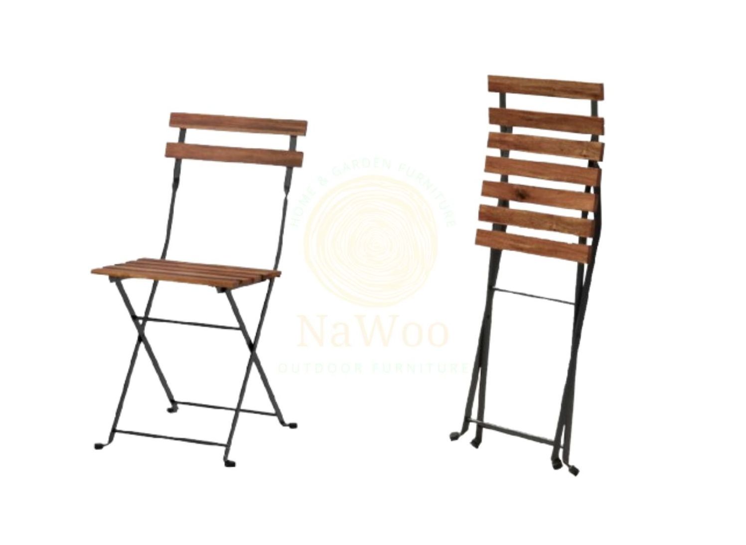 Nawoo - Outdoor Metal Frame ACACIA Wood 3PCS Coffee Bistro Garden Set Folding Garden Chair and Table Set from Vietnam