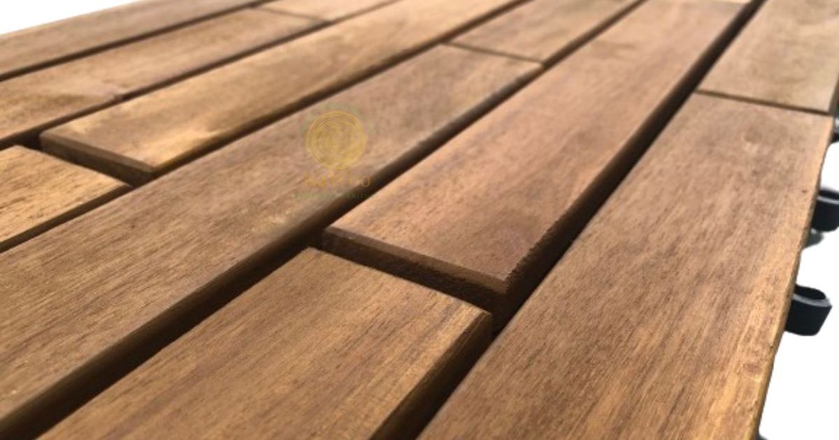 Nawoo Best Quality 15-Slat Acacia Solid Wooden Deck Tile 23.6