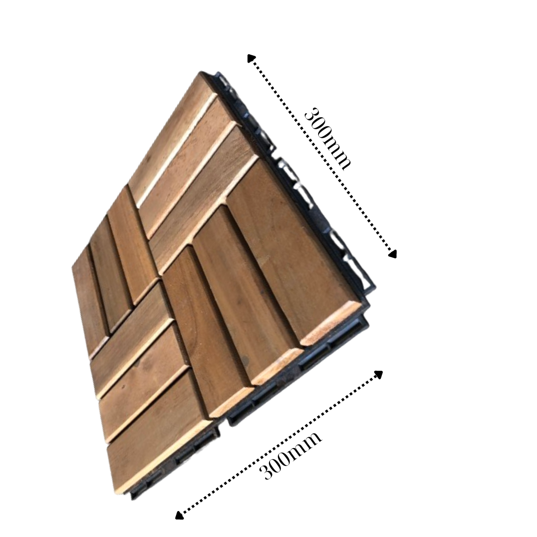 Nawoo - Outdoor Indoor Wood Deck Tiles Diy Interlocking Floor Easy Install Flooring Acacia Deck Tile 12 slats 19mm thick