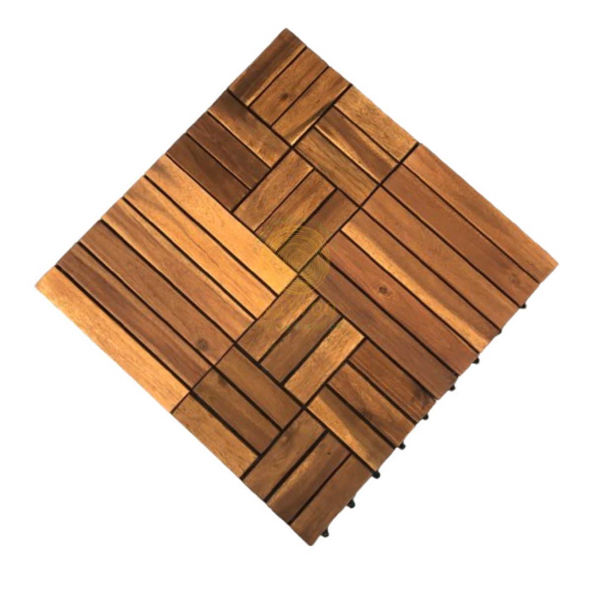 Nawoo - Outdoor Indoor Wood Deck Tiles Diy Interlocking Floor Easy Install Flooring Acacia Deck Tile 12 slats 24 mm thick