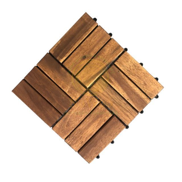 Nawoo - Outdoor Indoor Wood Deck Tiles Diy Interlocking Floor Easy Install Flooring Acacia Deck Tile 12 slats 24 mm thick