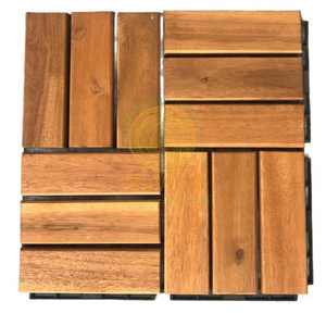 Nawoo 12-SLAT ACACIA WOODEN DECK TILE 300X300X19MM Outdoor Tiles OEM Waterproof Hot Price For Export Low MOQ Best Quality