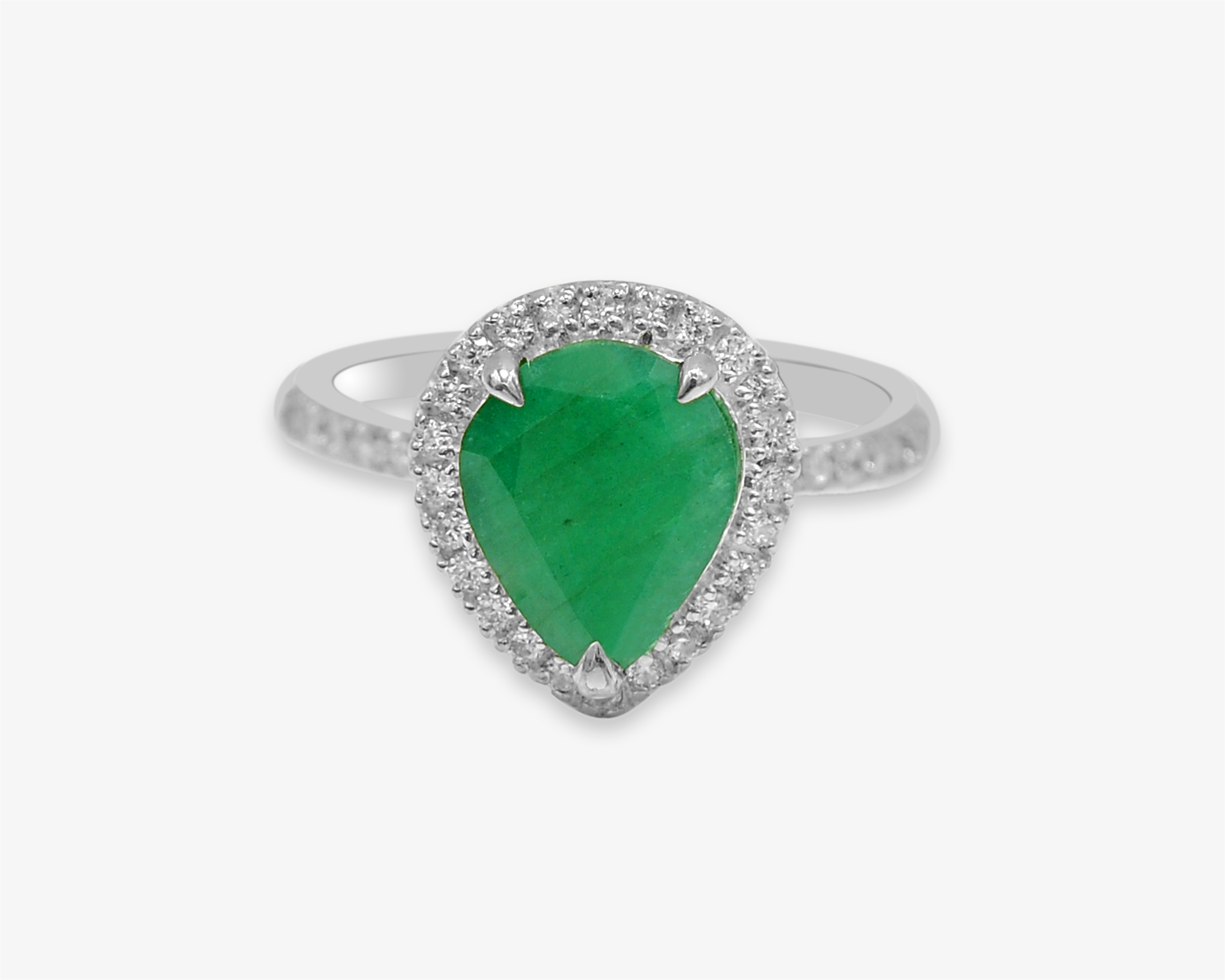 9x11 MM Pear Shape Natural Emerald Cocktail Ring 925 Sterling Silver Solitaire Ring Anniversary Gift Wholesale Jewelry Supply