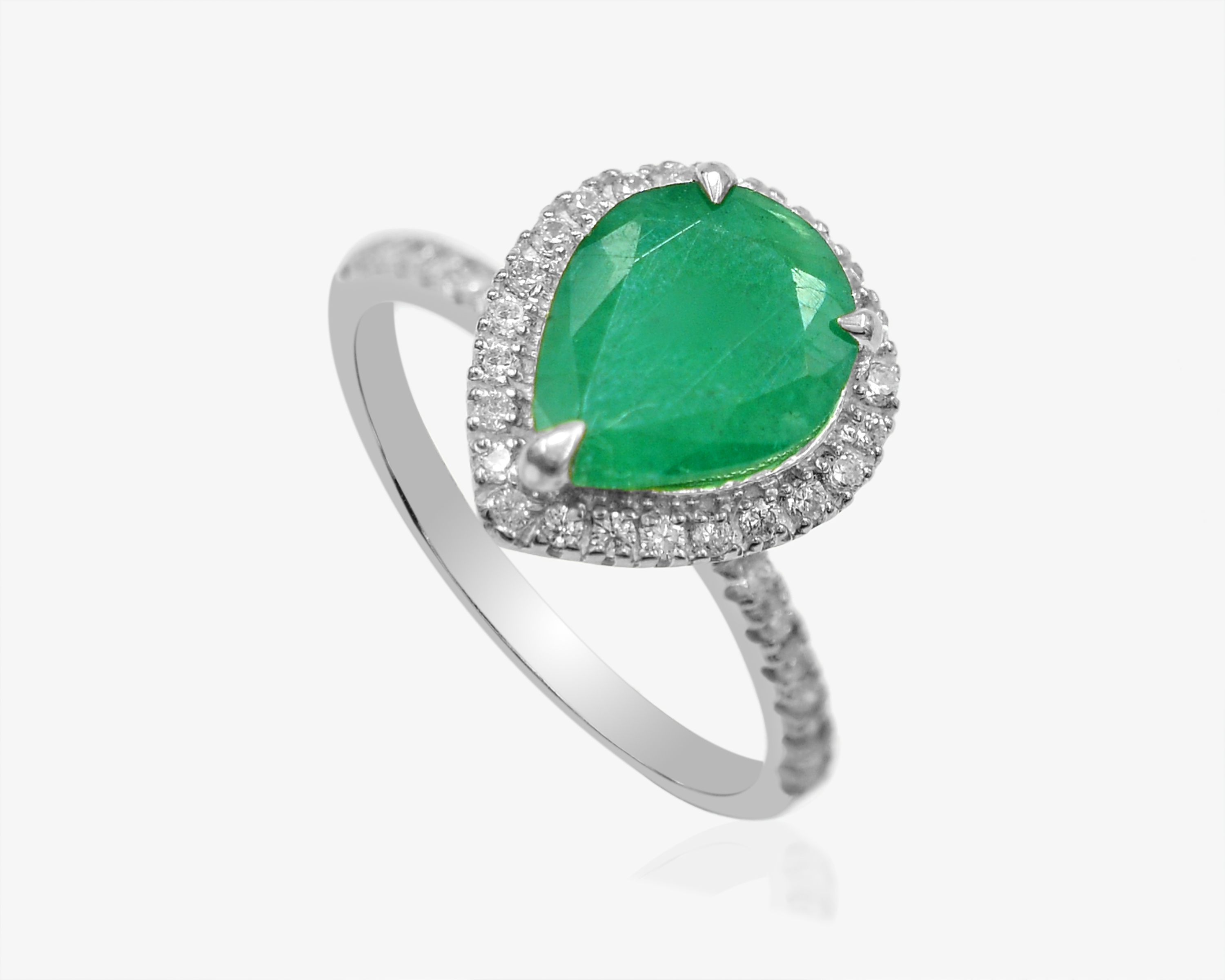 9x11 MM Pear Shape Natural Emerald Cocktail Ring 925 Sterling Silver Solitaire Ring Anniversary Gift Wholesale Jewelry Supply