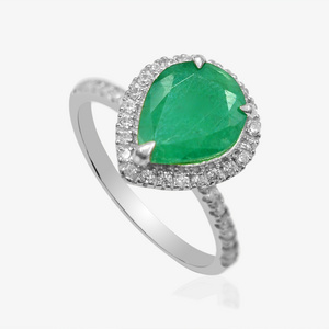 9x11 MM Pear Shape Natural Emerald Cocktail Ring 925 Sterling Silver Solitaire Ring Anniversary Gift Wholesale Jewelry Supply