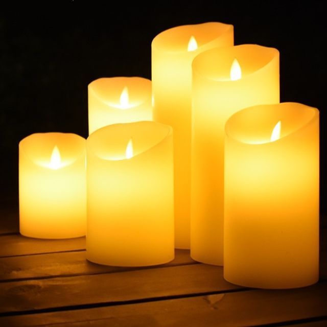 Newish Flat Wave Diameter 7.5 cm Ivory Swing Flame Flicking Wax Candles Remote Control 2AA Battery Operated Candle Light