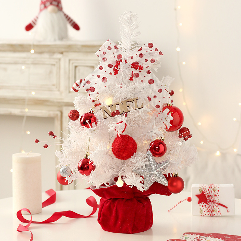 Kanlong 2024 new style christmas decoration red balls table home decor christmas decoration tree sets with snow color