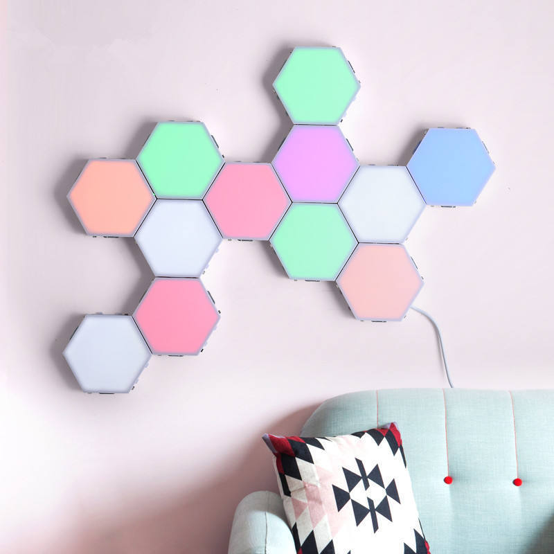 Creative Smart Removable Wall Lamp Hexagon Geometry Splicing Honeycomb Led Night Light for Home Decorative