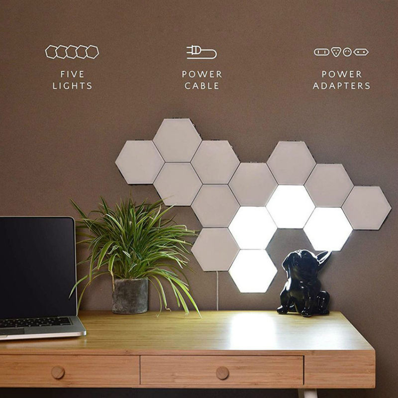 Creative Smart Removable Wall Lamp Hexagon Geometry Splicing Honeycomb Led Night Light for Home Decorative