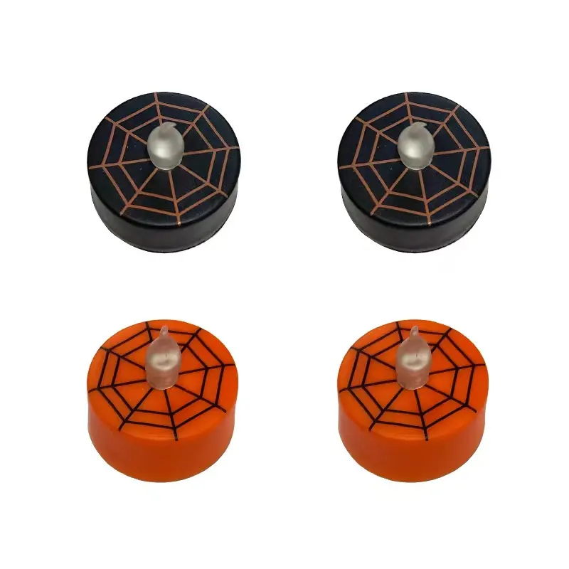 Best Price Wholesale Candles Set Of 4 Halloween Decorations Pumpkin Led Candle Light With Spider Web Pattern