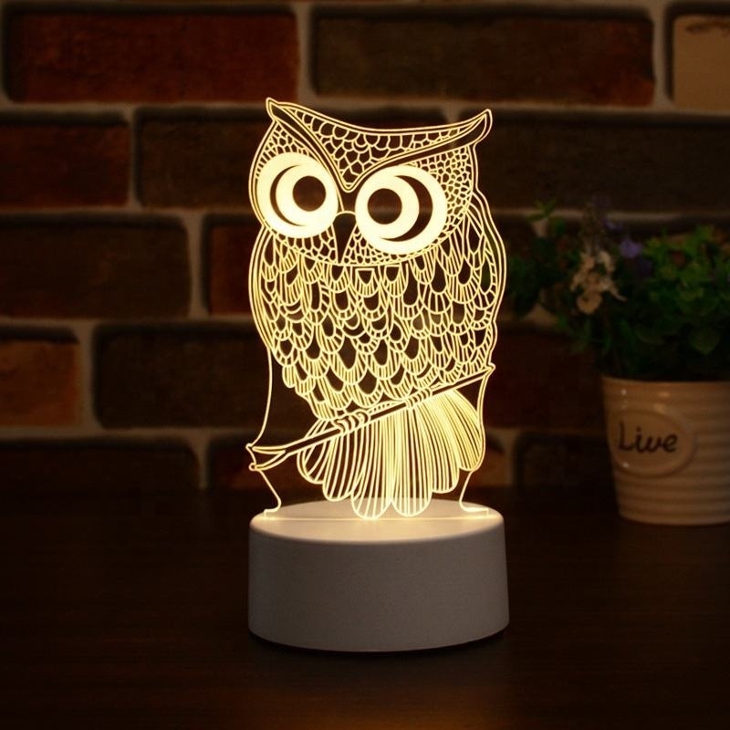 Kanlong Wholesale Bedroom Desktop Usb RGB Remote Control DIY Acrylic  Lamp Led 3d Night Light