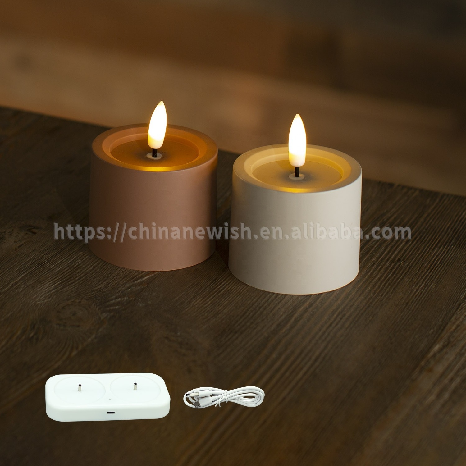 Kanlong new develop plastic led pillar candles light indoor Li battery powered USB charge rechargeable led candles