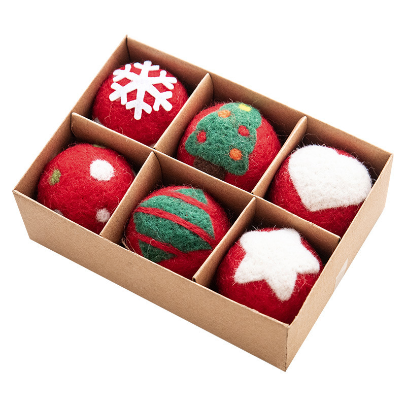 Hanging cute nice soft felt ball merry christmas decorative tree ornaments set