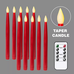 Christmas Home Wedding Flameless candle Decoration use battery Operated colored taper led candles set with remote control timer