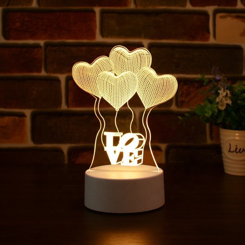 Customized logo shape night light Acrylic luminous Transparent 3D Led Lights Table Lamp Table Lamp Bedroom for home decorative