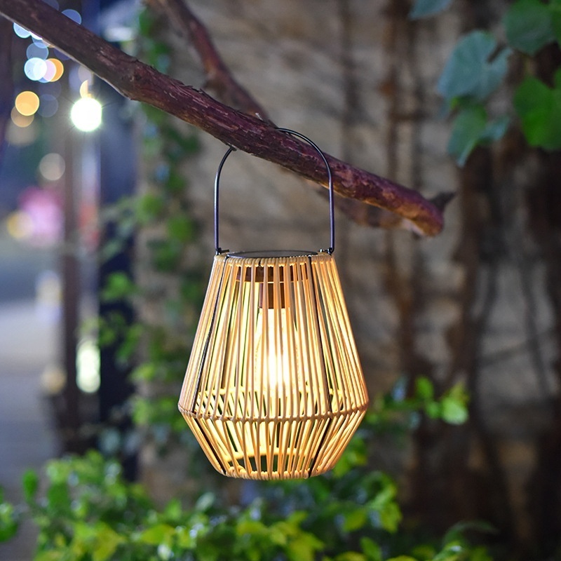 Kanlong bamboo woven rattan atmosphere Solar outdoor lawn garden light decoration hanging night light