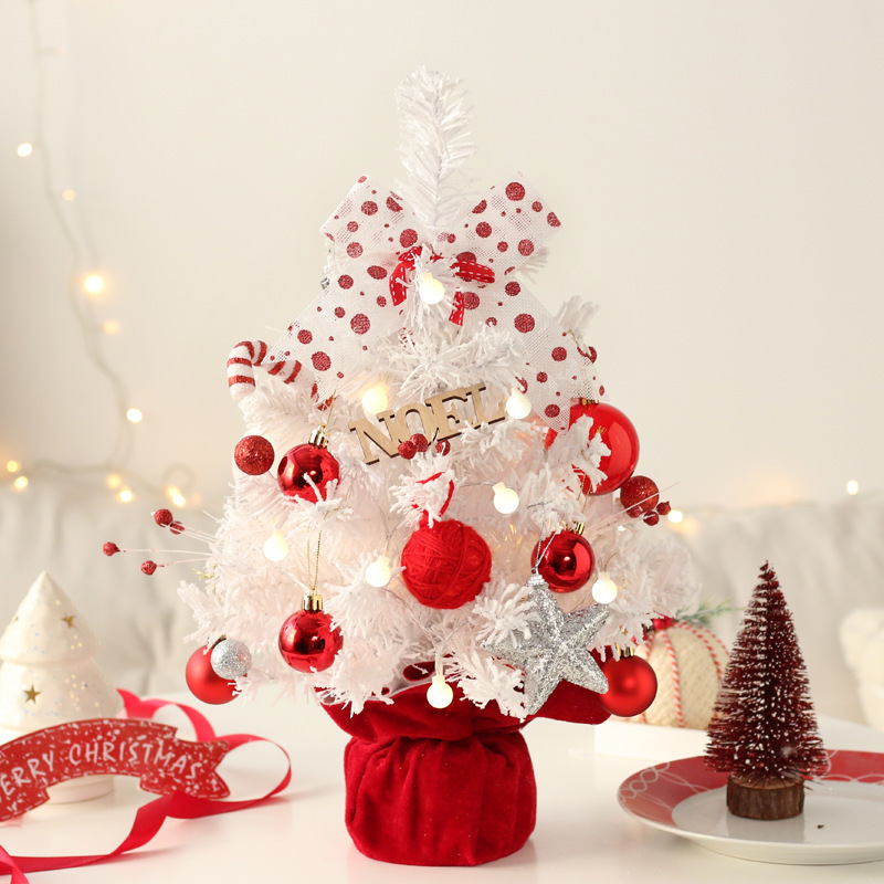 Kanlong 2024 new style christmas decoration red balls table home decor christmas decoration tree sets with snow color