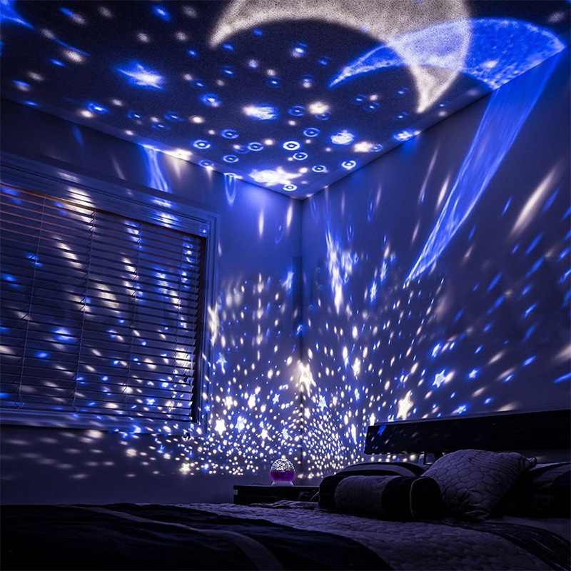 Kanlong Kids Bedroom Decoration 3D Lamparas Flashing Sky Moon Star Master Projector Night Light