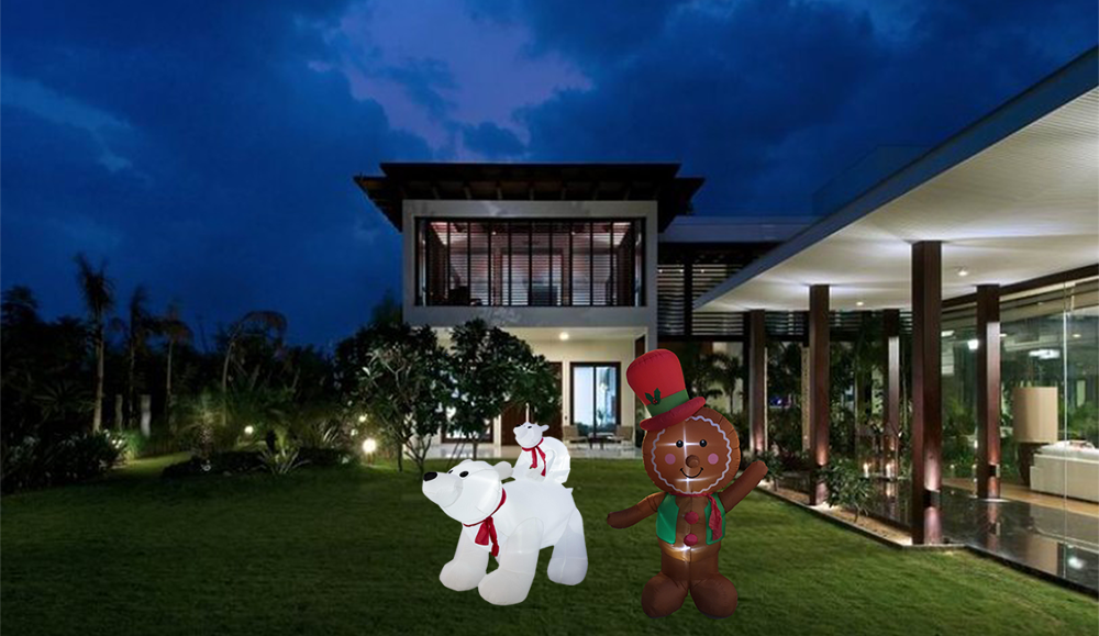 Newish high quality outdoor decorative giant inflatable polar bear with light christmas decoration