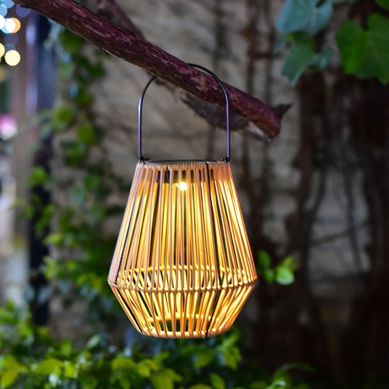 Kanlong bamboo woven rattan atmosphere Solar outdoor lawn garden light decoration hanging night light