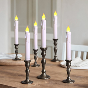 Set of 6 Flameless LED Taper Candles Lights Battery Operated Candlesticks with Warm White Flickering Fake Floating Taper Candles