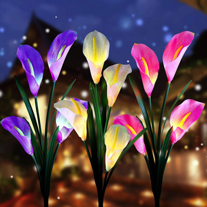 Kanlong lawn Garden Decorative Multi-color Changing Calla Lily Flower Solar Waterproof Outdoor Led Stake Light