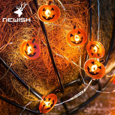 Kanlong Wholesale Halloween decorations printed pumpkin smiley face string light warm LED PVC pumpkin light chain