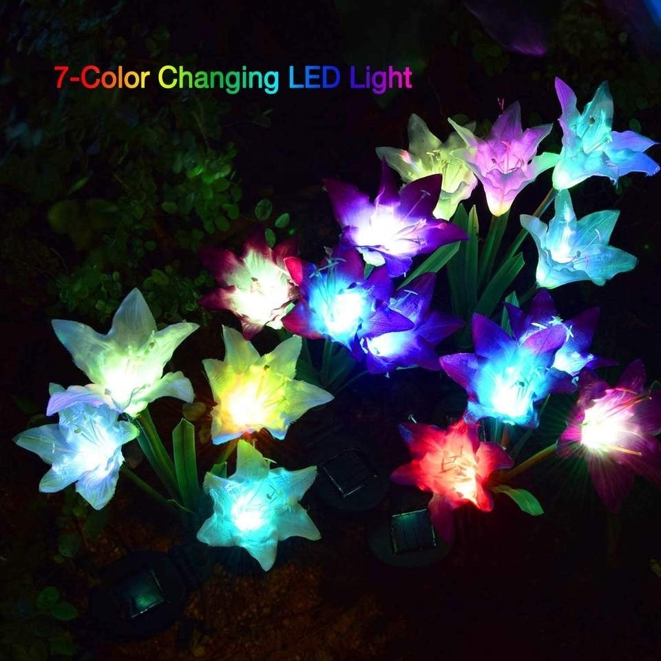 Outdoor Solar Panel Flame Flower Yard Lamp Home Led Solar Flame Garden Lights