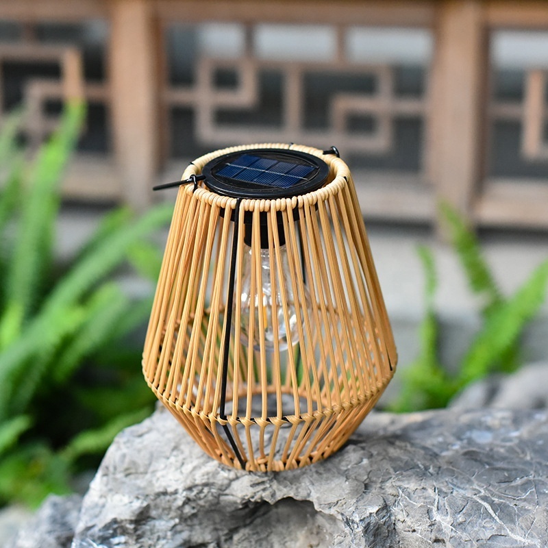 Kanlong bamboo woven rattan atmosphere Solar outdoor lawn garden light decoration hanging night light