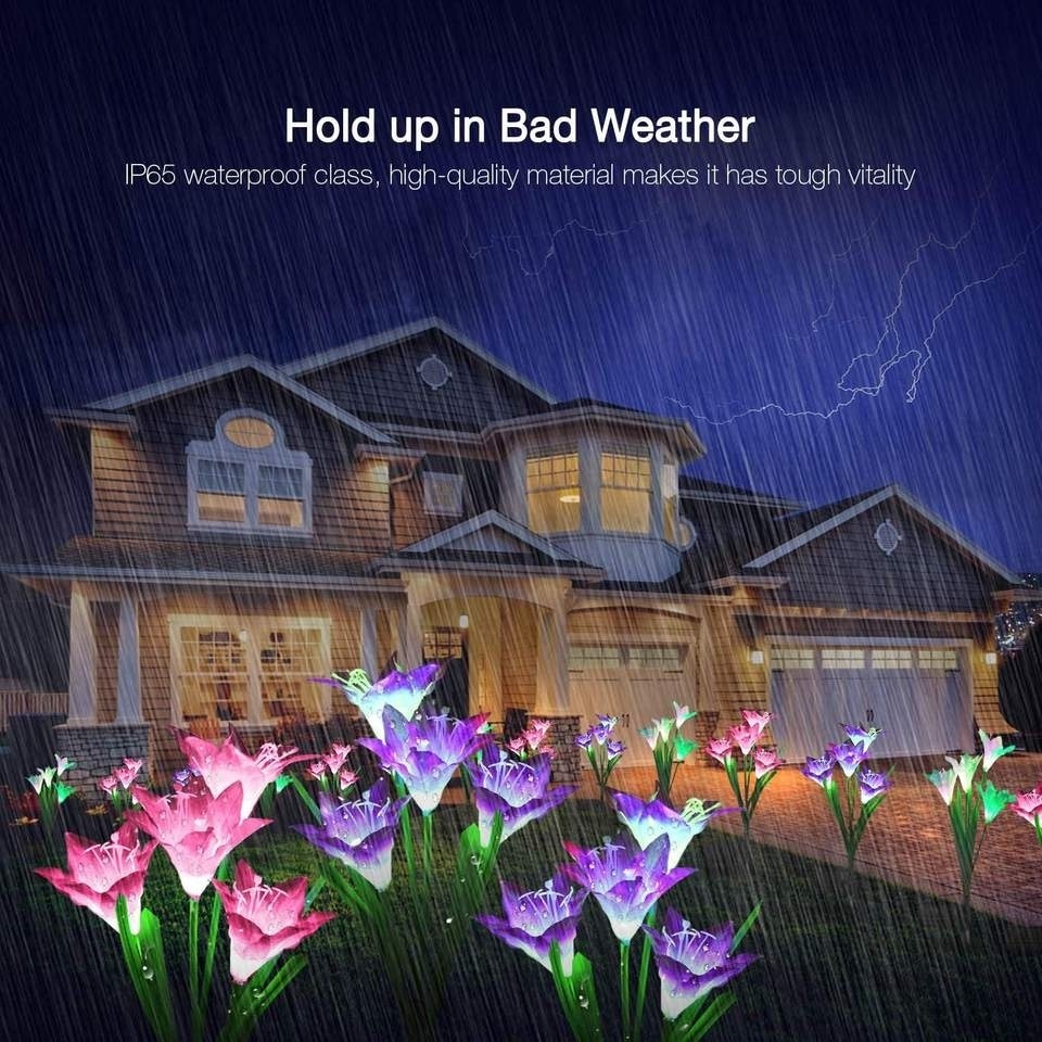 Outdoor Solar Panel Flame Flower Yard Lamp Home Led Solar Flame Garden Lights