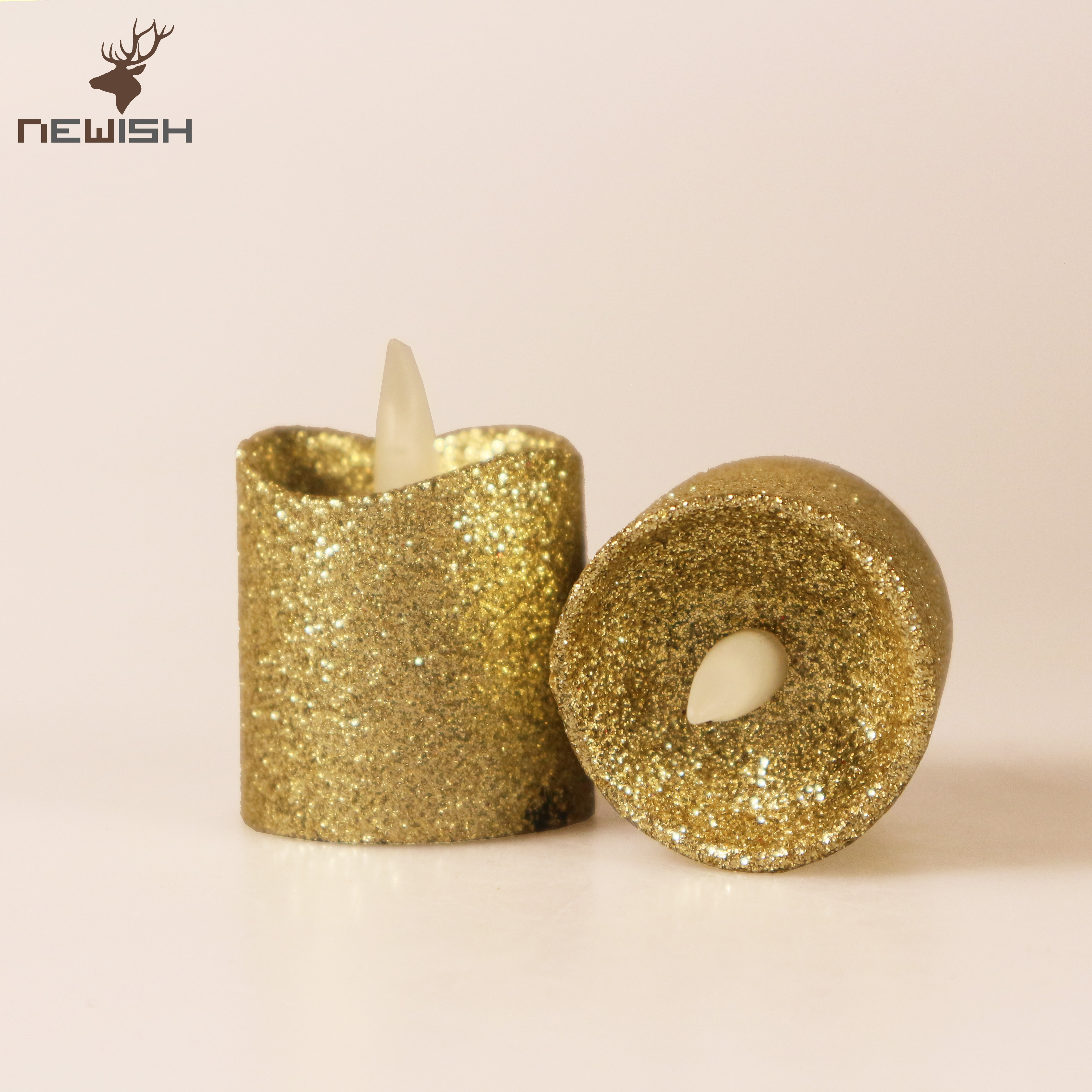 Newish hot selling dia3.8*4.2cm glitter Tea light home decoration flameless candles battery operated remote control candle light