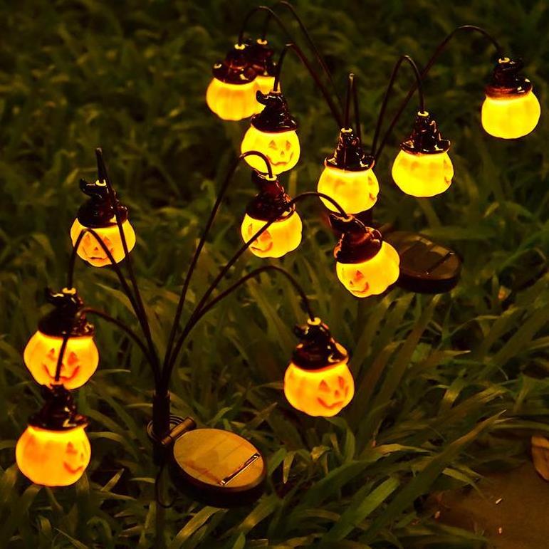 Kanlong led solar pumpkin Outdoor simulation 6 eyeball lights Halloween solar stake garden lights