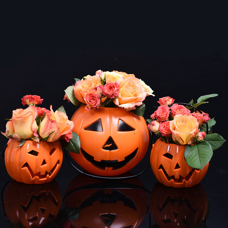 Halloween pumpkin lantern decoration bar night field kindergarten children candy bucket pumpkin bucket light