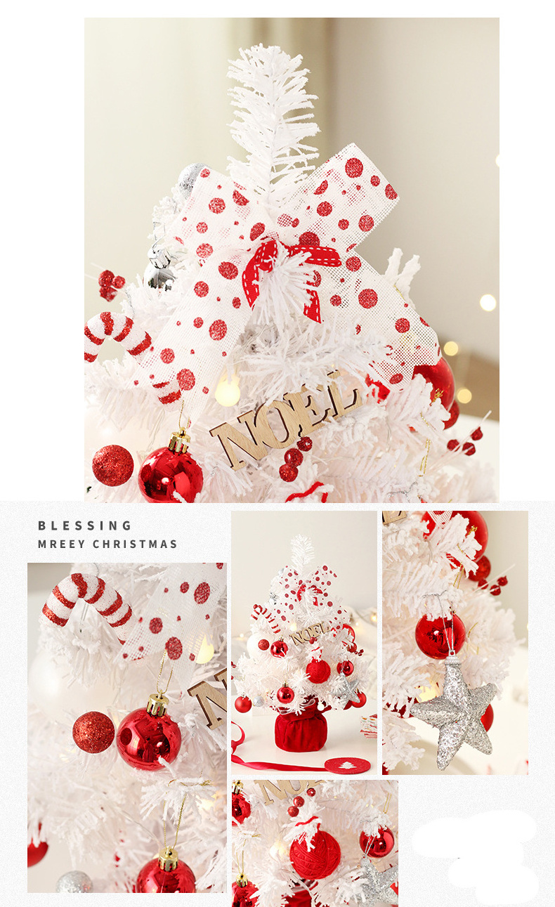 Kanlong 2024 new style christmas decoration red balls table home decor christmas decoration tree sets with snow color