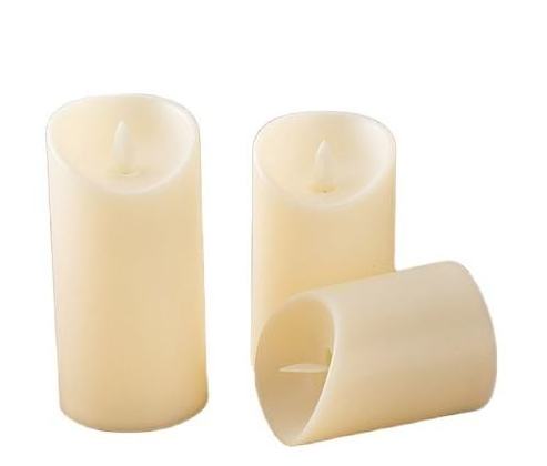 Newish Flat Wave Diameter 7.5 cm Ivory Swing Flame Flicking Wax Candles Remote Control 2AA Battery Operated Candle Light