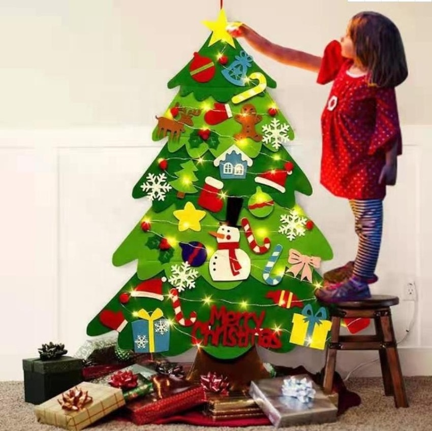 Wall Hanging DIY Home Decoration 3D Felt Craft Kits Christmas Tree Set for Children Kids merry christmas